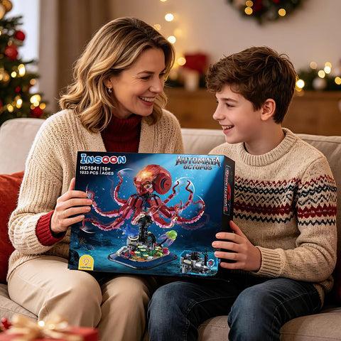 Mechanical Octopus Building Set with Lights,1033PCS Octopus Display Model with Shark Jellyfish