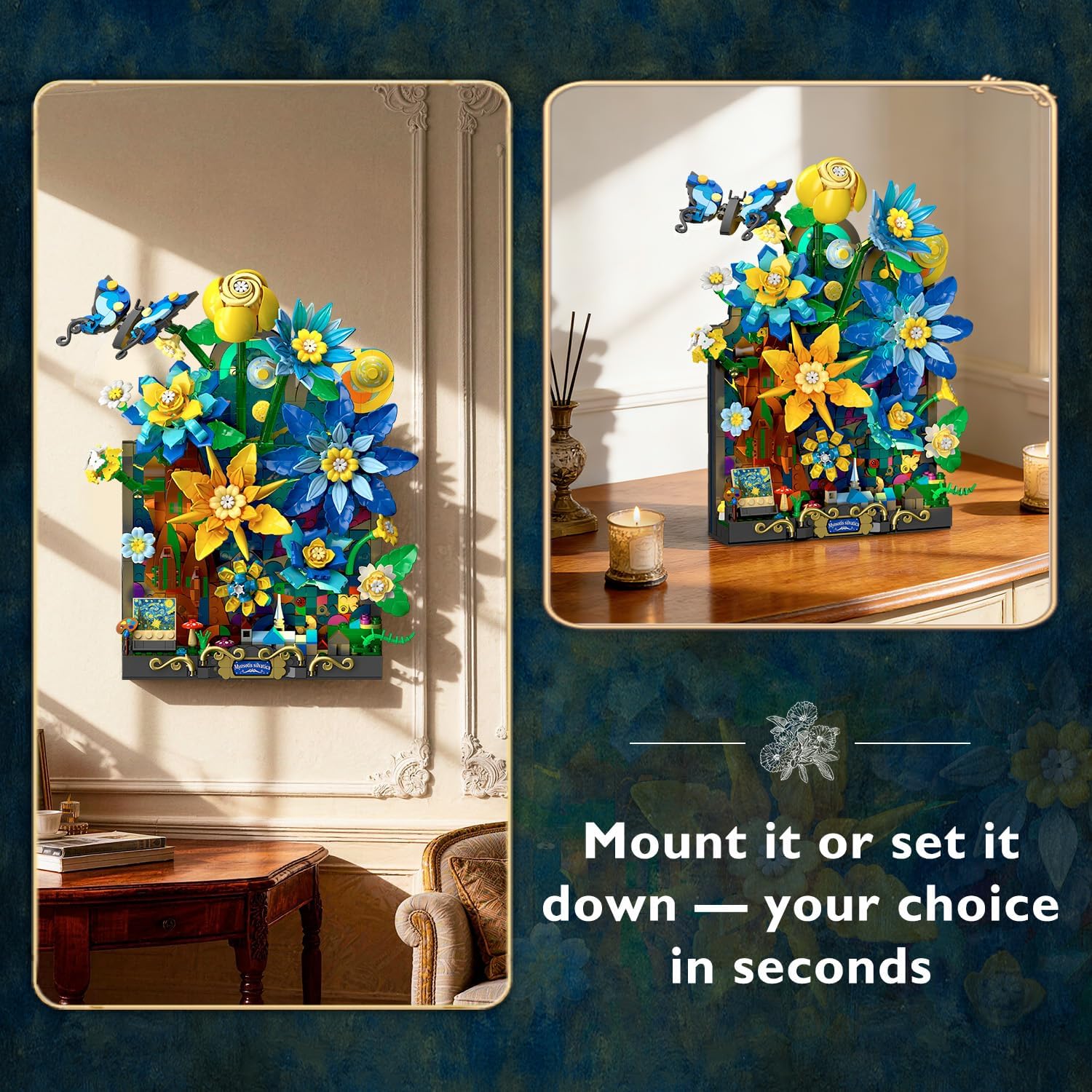 Starry Night Flower Wall Building Set with Lights