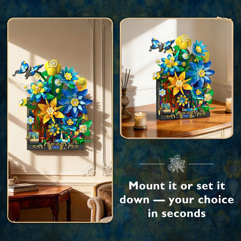 Starry Night Flower Wall Building Set with Lights