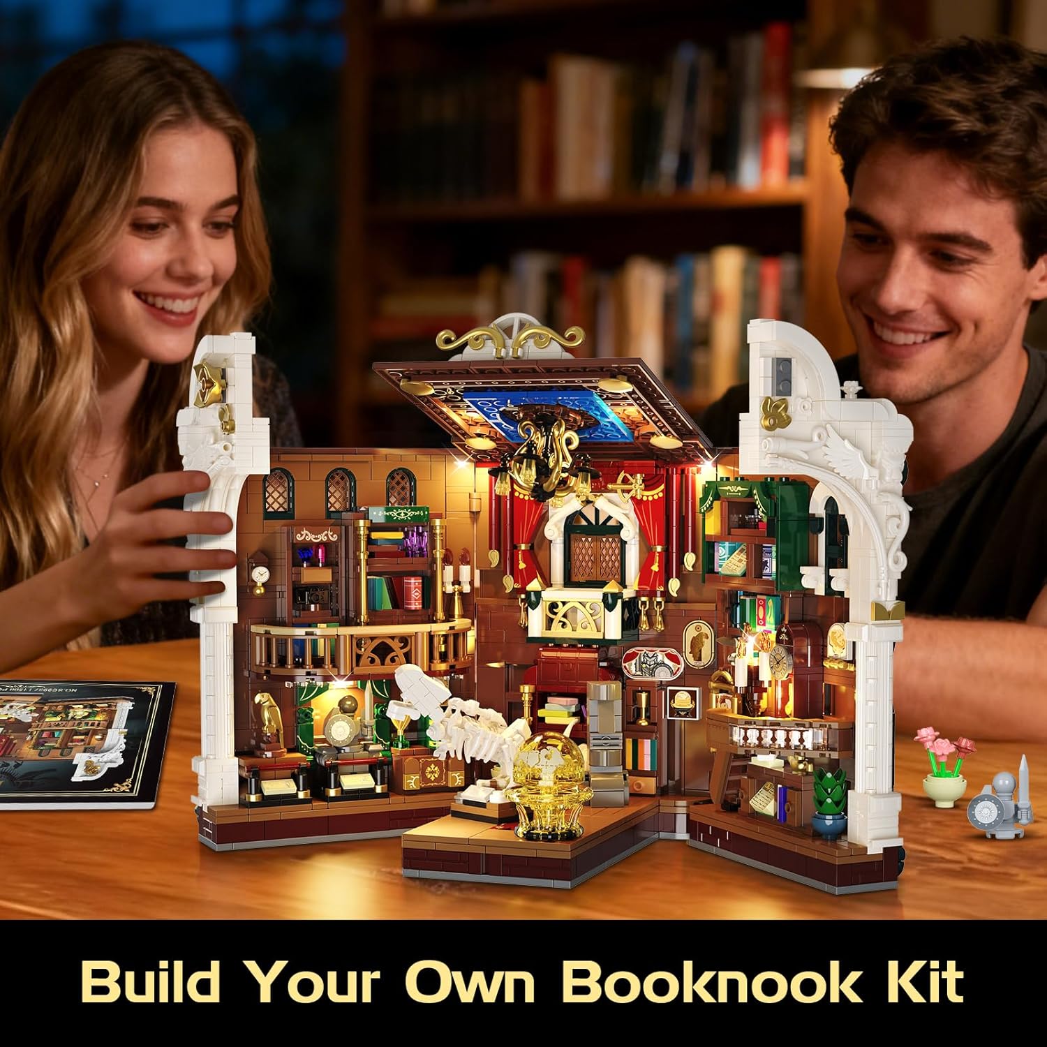 Dinosaur Museum Book Nook Building Set for Adults with Lights