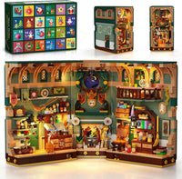 Advent Calendar 2026 Magic Book Nook Building Set with Lights, 24 Days Christmas Countdown Bookend Building Kit for Home Decor