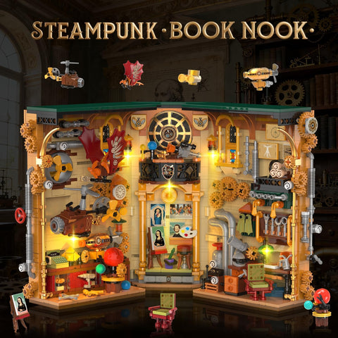 Steampunk Book Nook Building Set with Lights