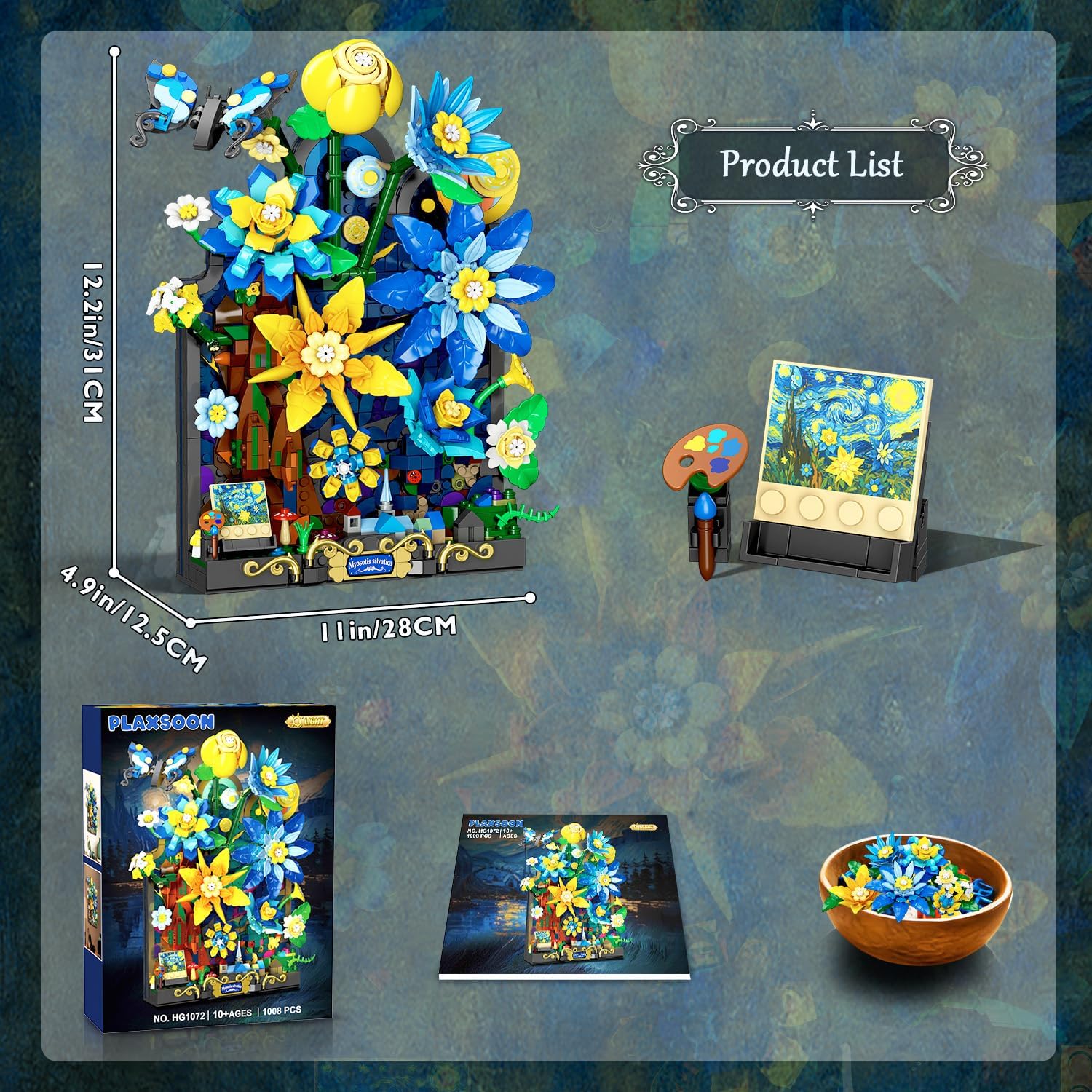 Starry Night Flower Wall Building Set with Lights