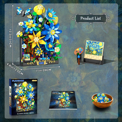 Starry Night Flower Wall Building Set with Lights