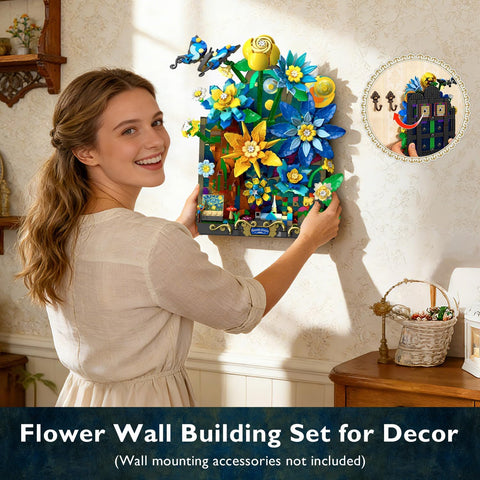 Starry Night Flower Wall Building Set with Lights