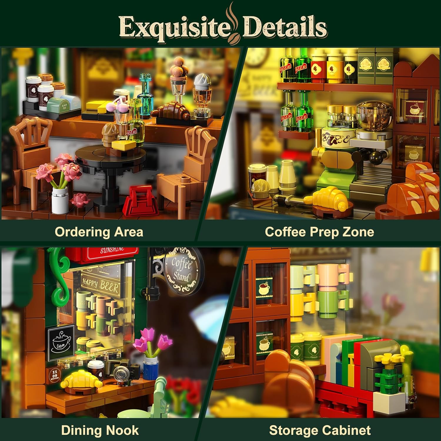 City Street Café House Building Set with Lights