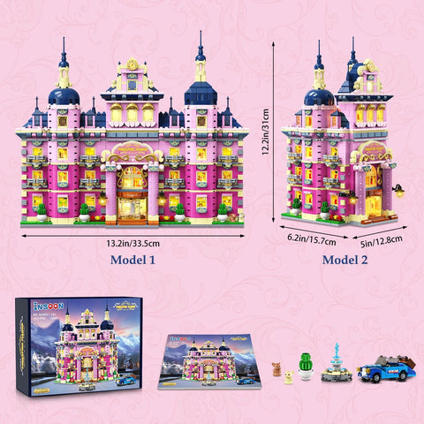 Pink Estate House Building Set with Lights