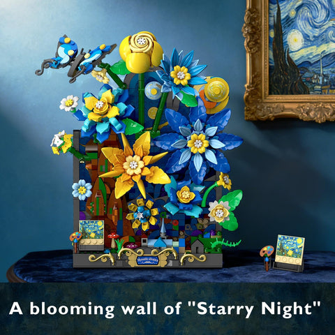 Starry Night Flower Wall Building Set with Lights