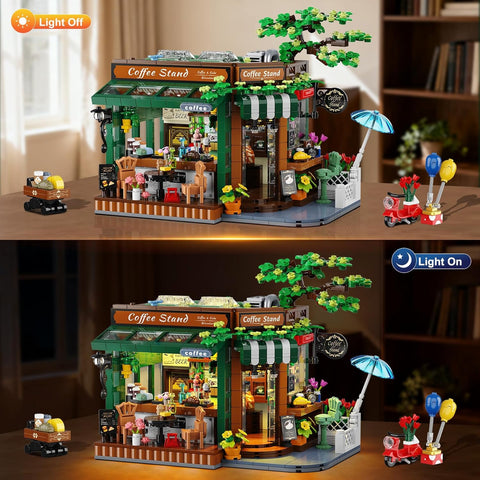 City Street Café House Building Set with Lights