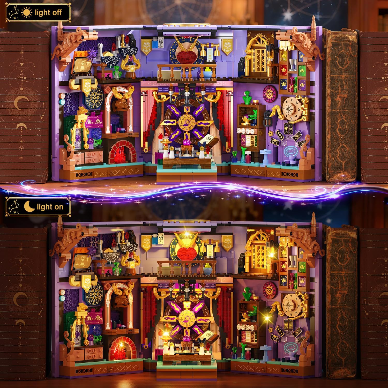 Upgraded Mystic Divination Book Nook Building Set with Rechargeable Lights