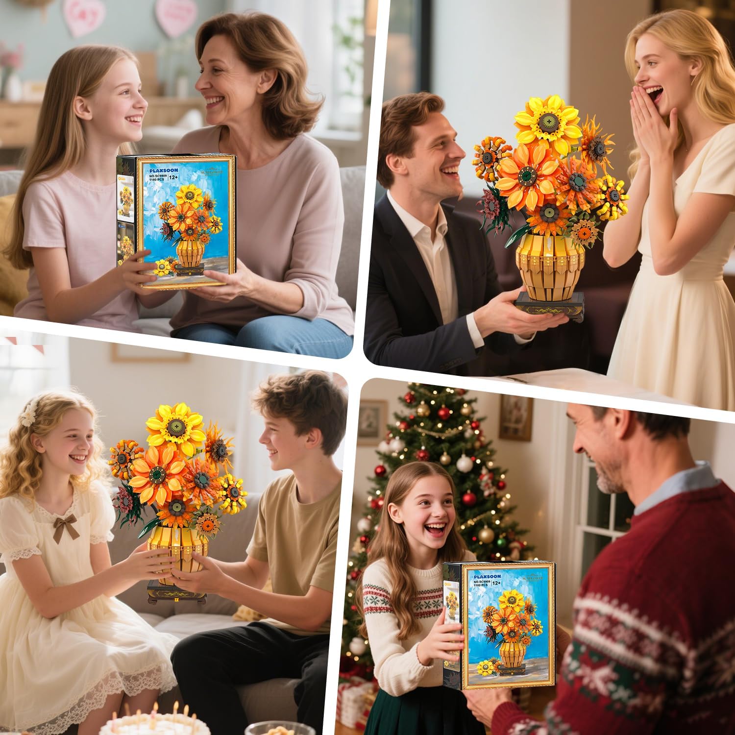 Sunflower Building Set with Lights Vase Base