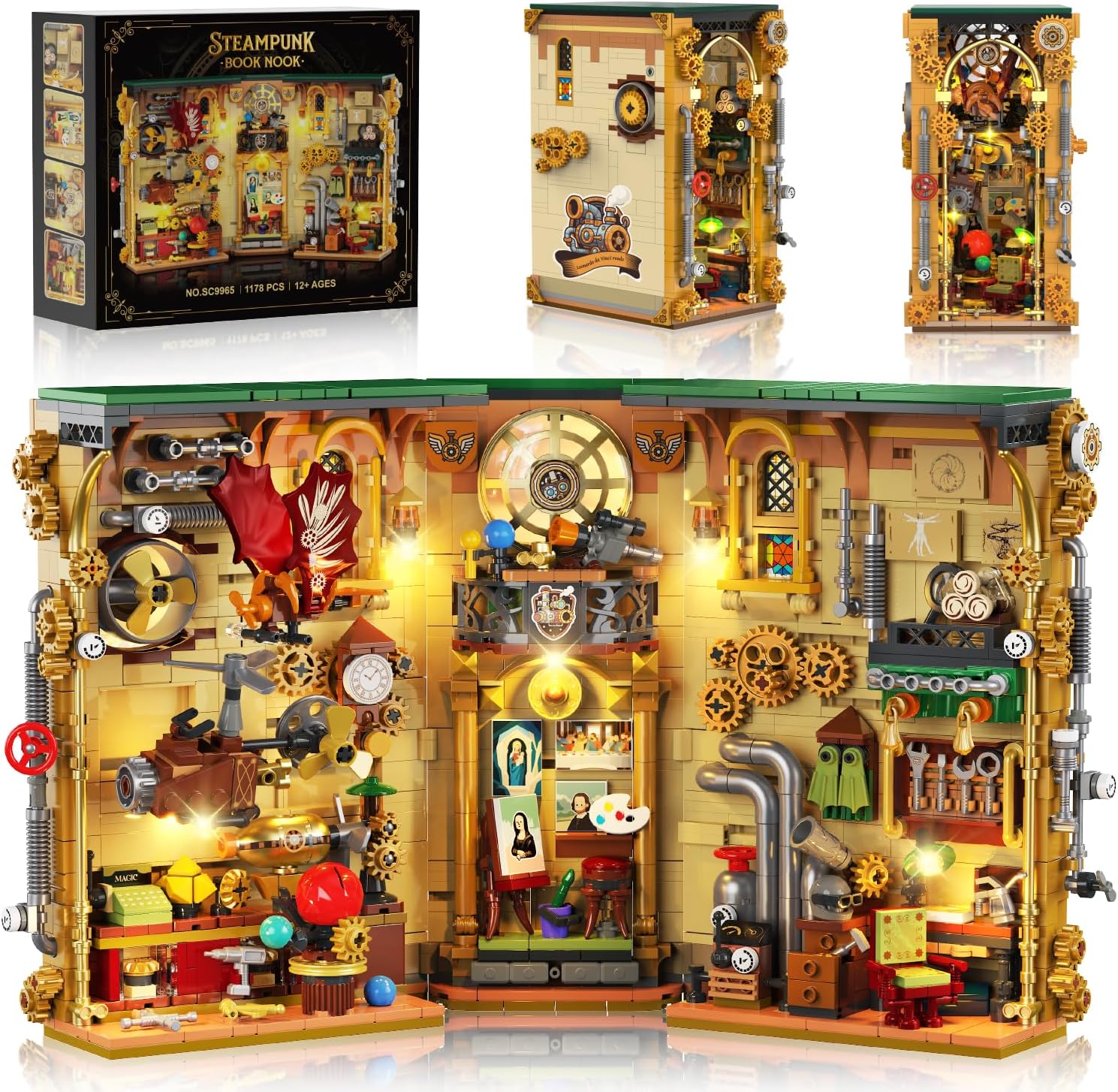 Steampunk Book Nook Building Set with Lights