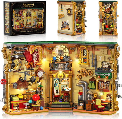 Steampunk Book Nook Building Set with Lights