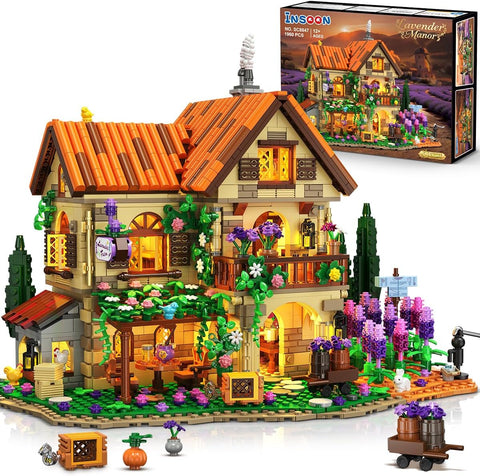 Lavender Manor House Building Set with Lights