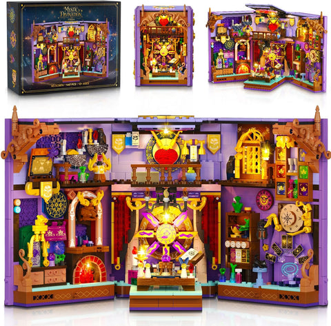 Upgraded Mystic Divination Book Nook Building Set with Rechargeable Lights
