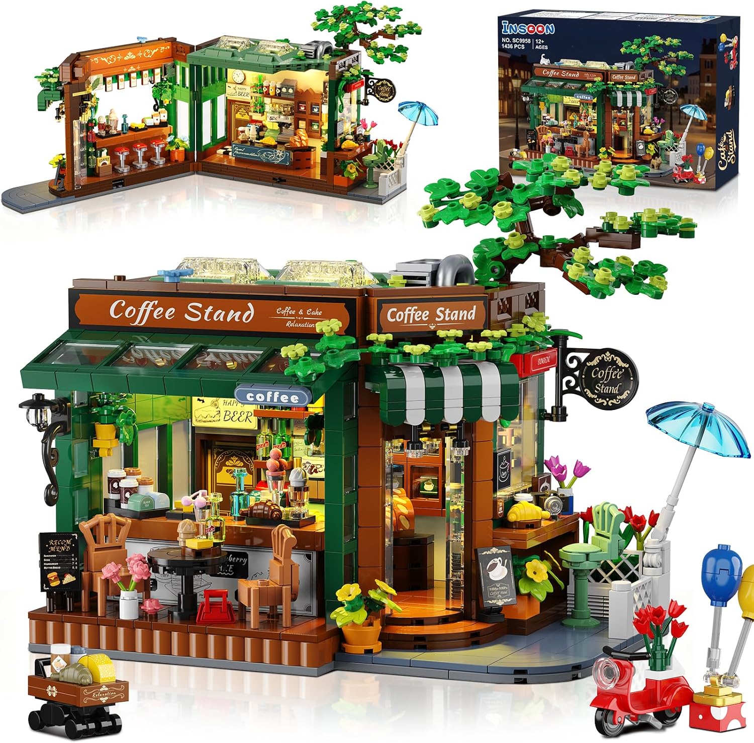 City Street Café House Building Set with Lights