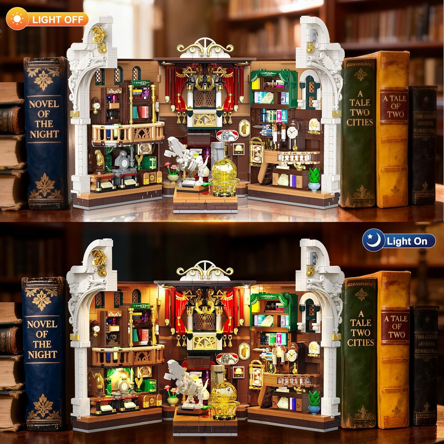 Dinosaur Museum Book Nook Building Set for Adults with Lights