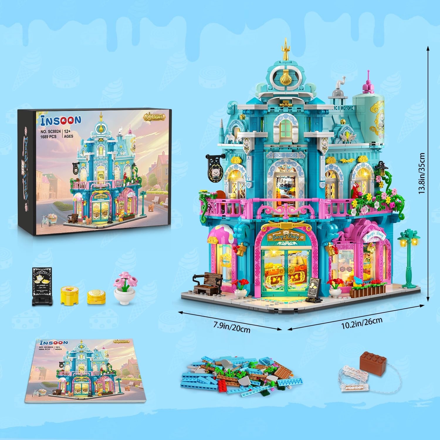 Dairy Bakery Store Building Set with Lights