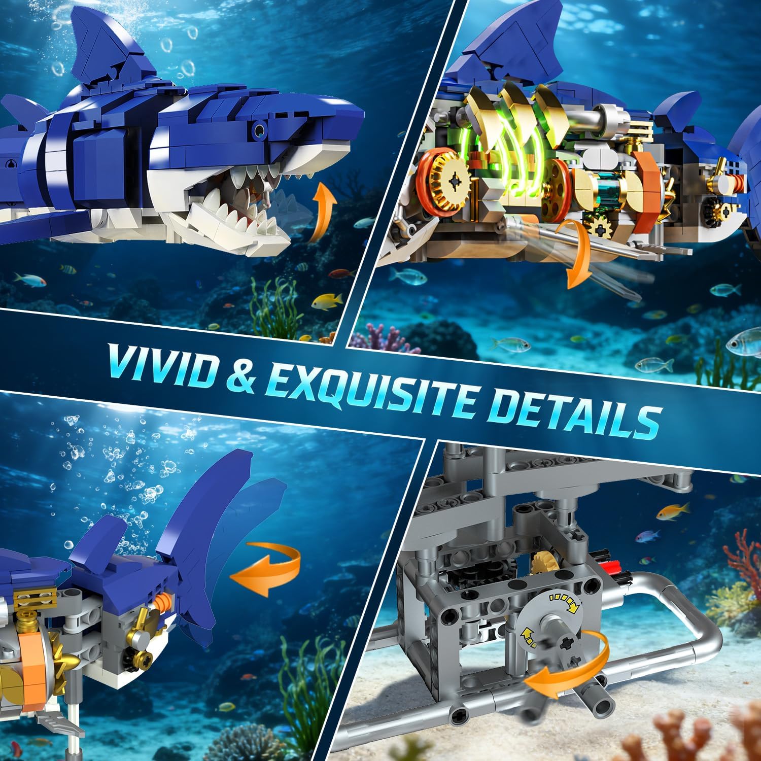 Mechanical Shark Building Set with LED Light