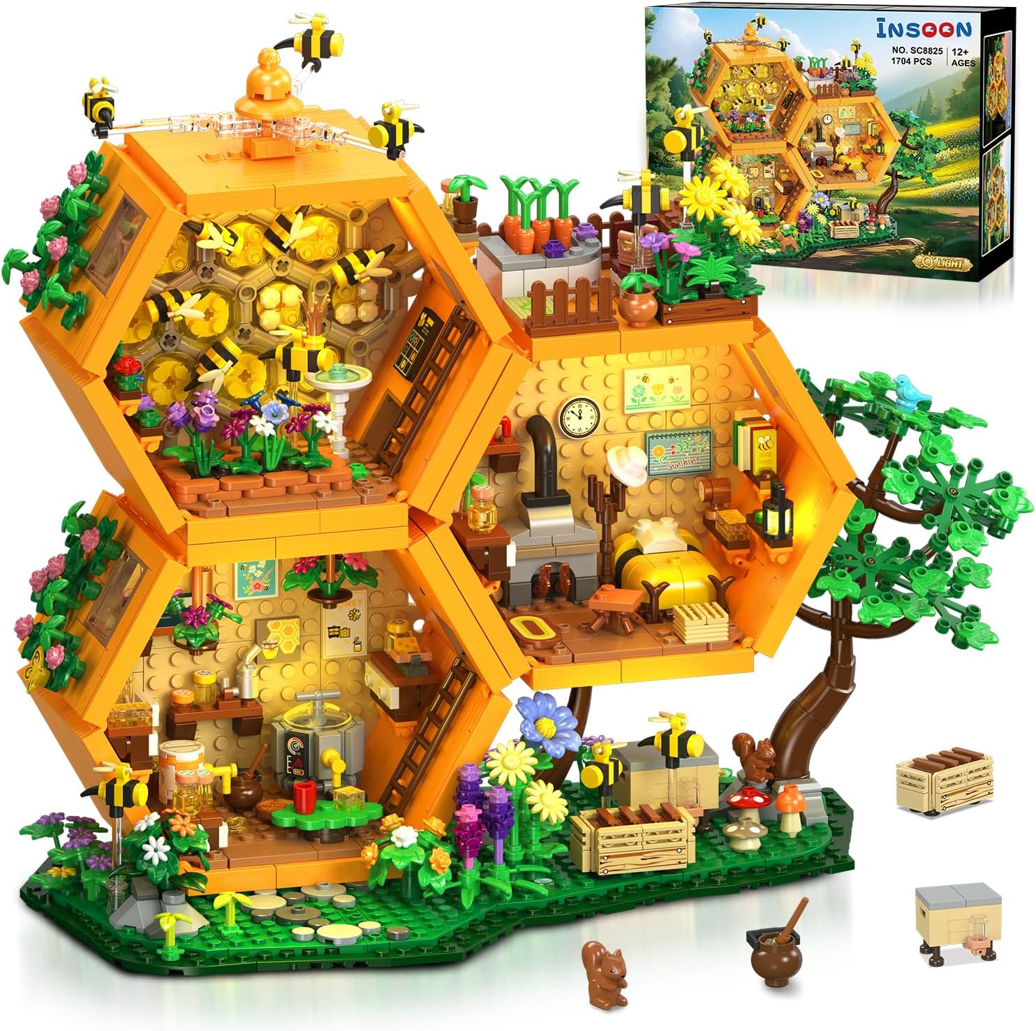 Bee Farm House Building Set with Light