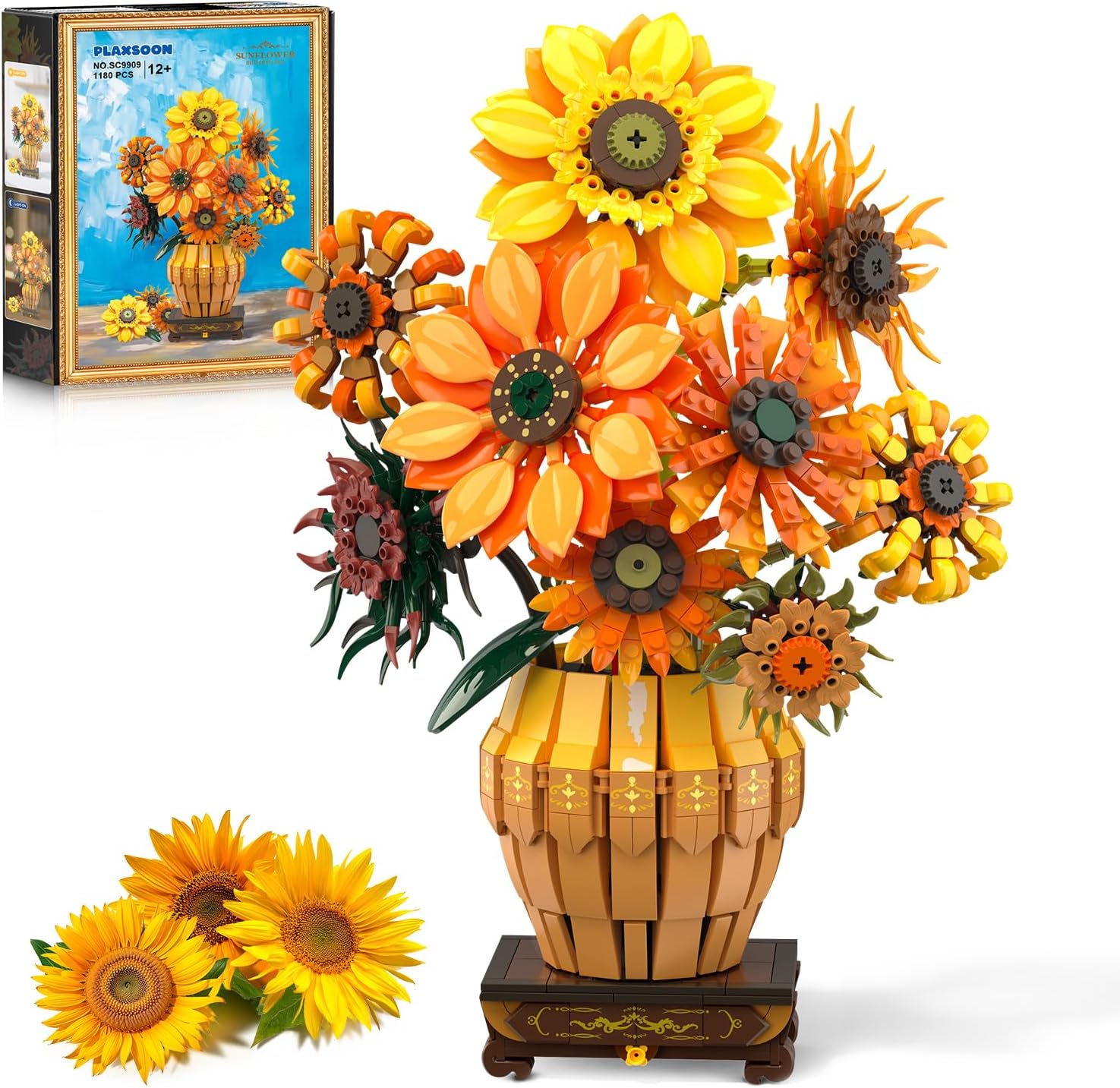 Sunflower Building Set with Lights Vase Base