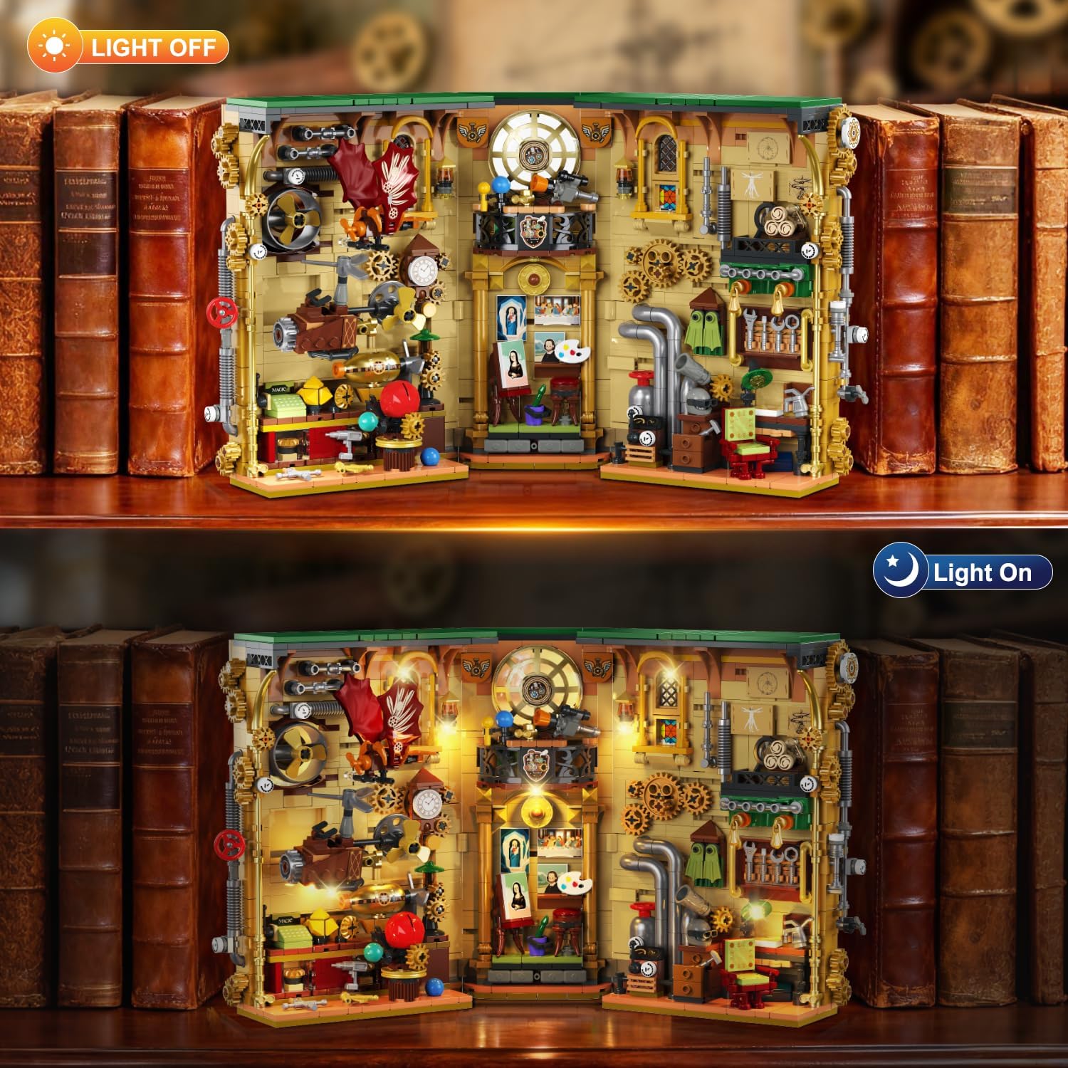 Steampunk Book Nook Building Set with Lights