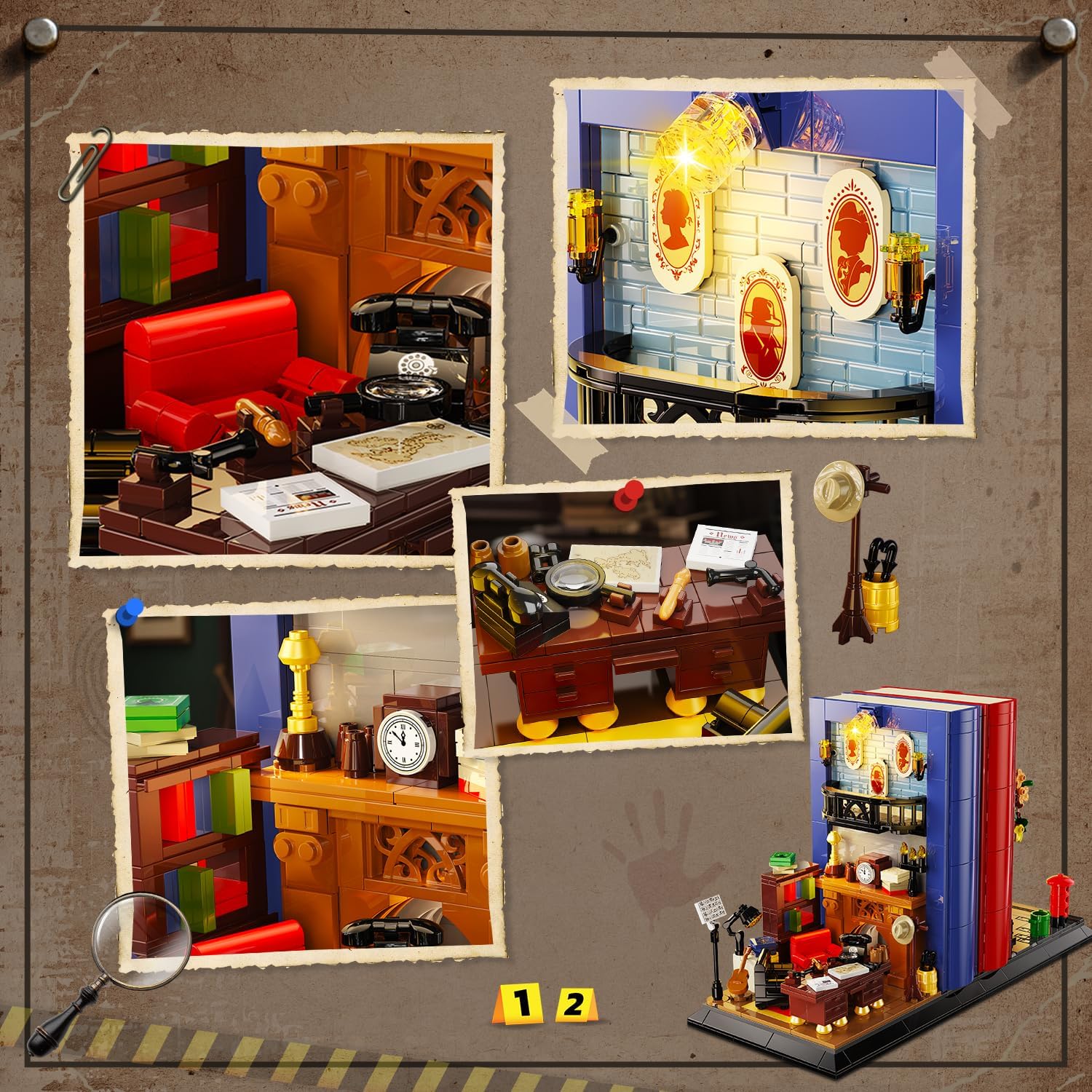 Detective Bookend Building Set with Lights