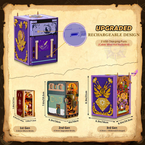 Upgraded Mystic Divination Book Nook Building Set with Rechargeable Lights