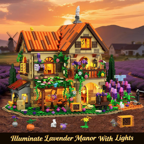 Lavender Manor House Building Set with Lights
