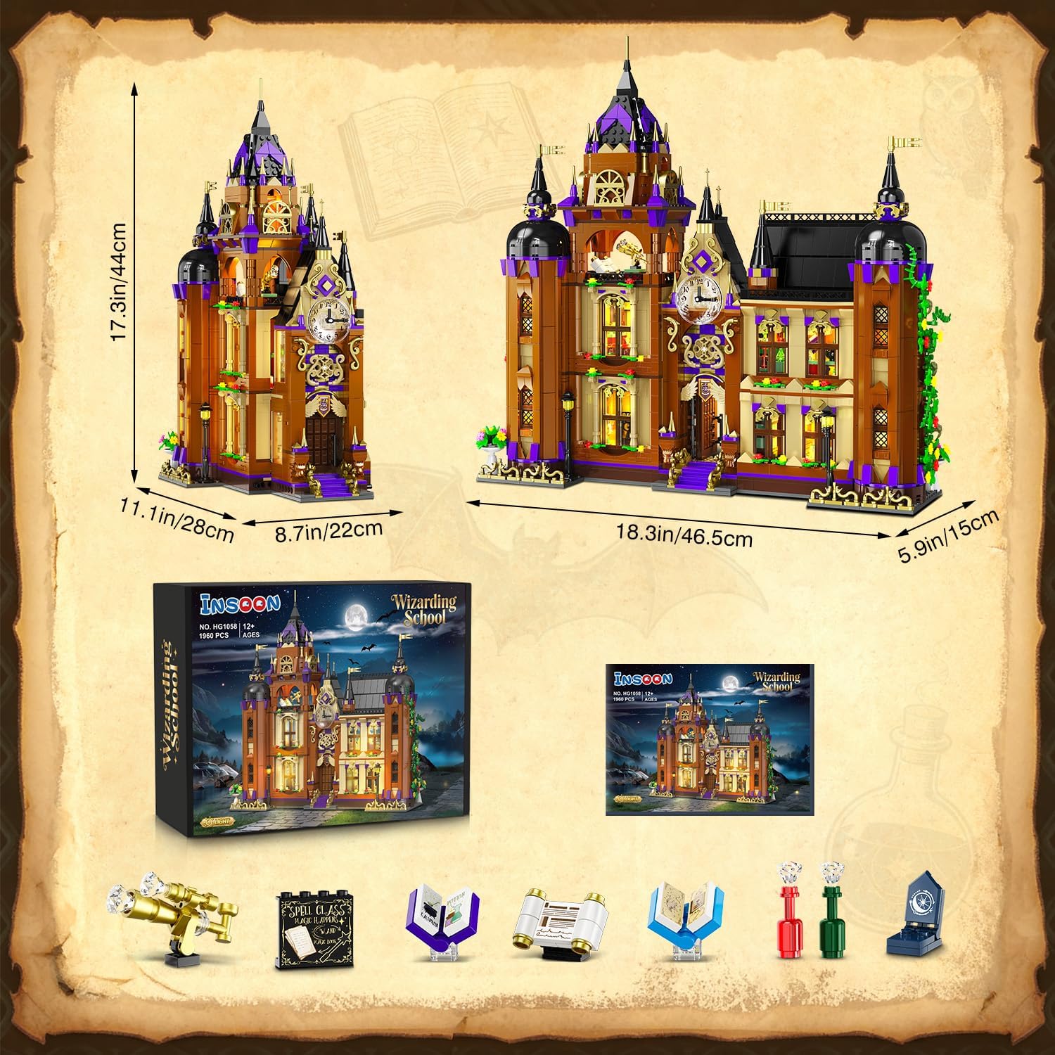 Magic School Building Set with Light