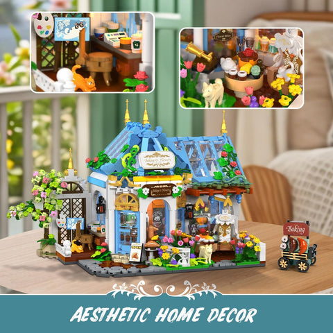 Flower Café House Building Set with LED