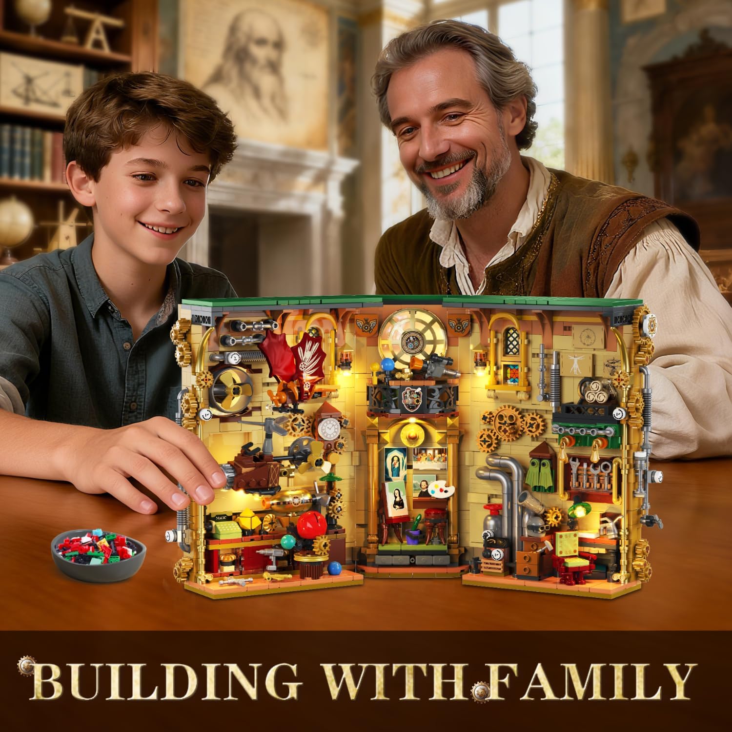 Steampunk Book Nook Building Set with Lights