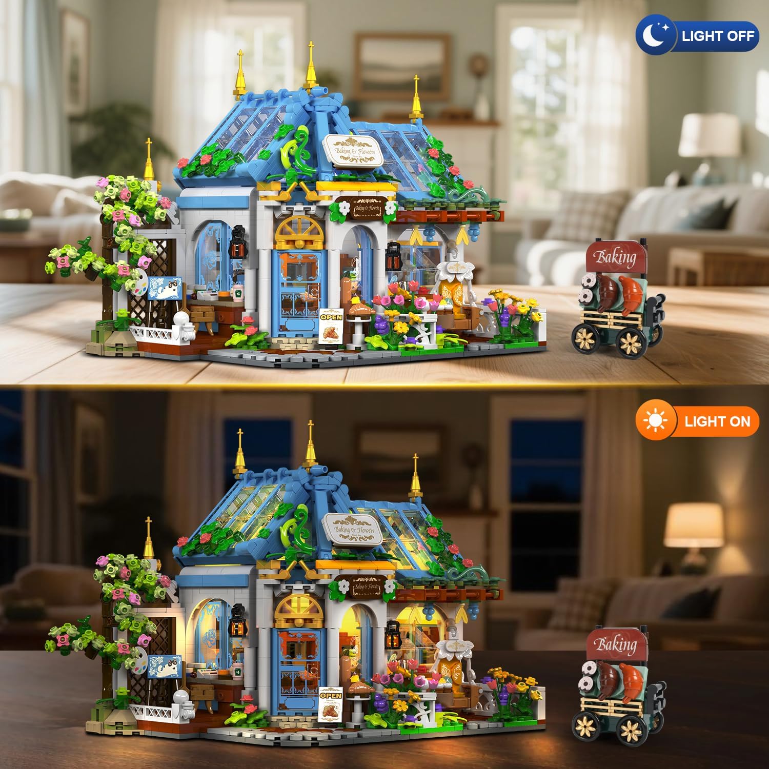 Flower Café House Building Set with LED