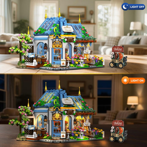 Flower Café House Building Set with LED