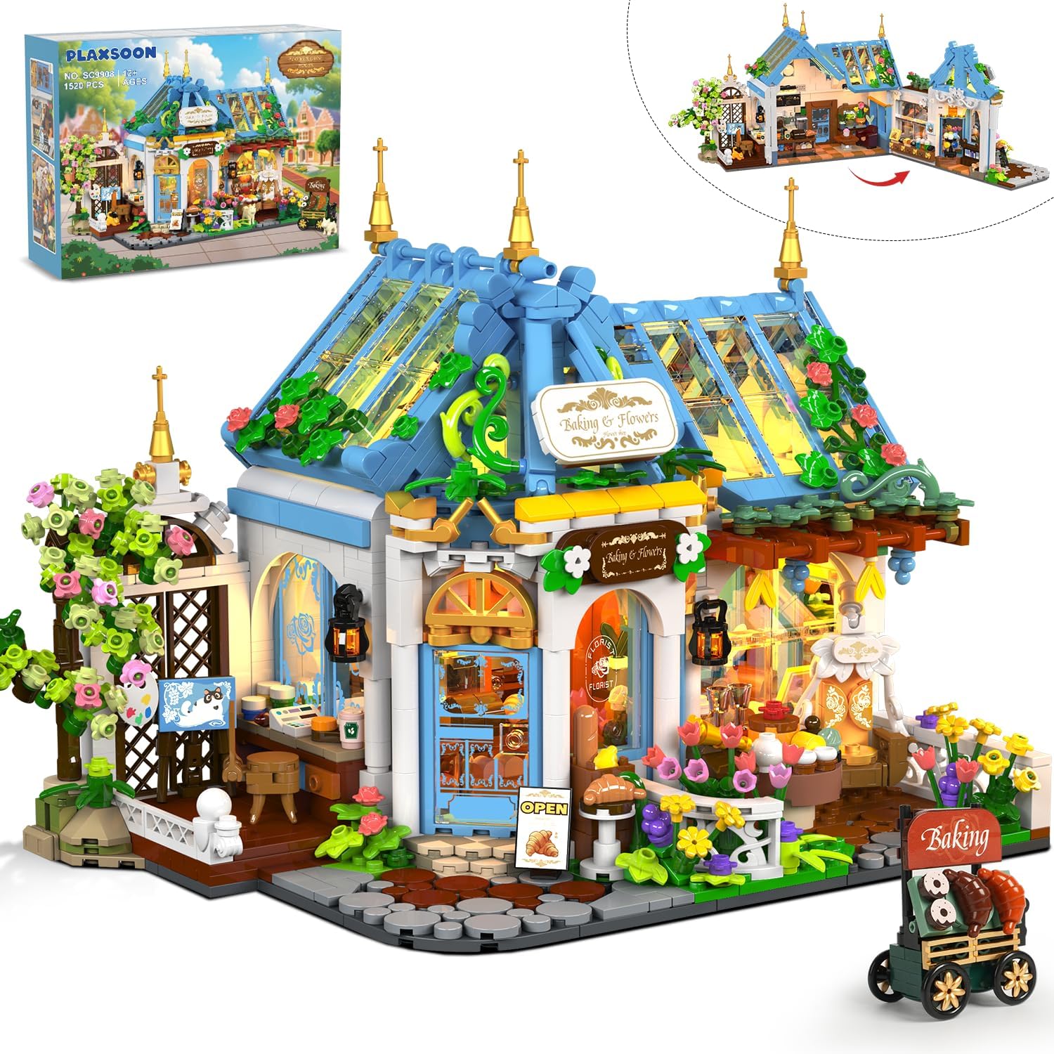 Flower Café House Building Set with LED