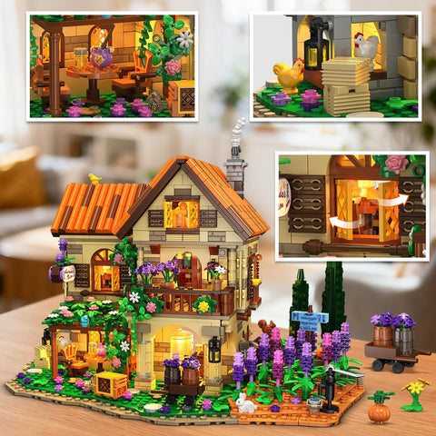 Lavender Manor House Building Set with Lights