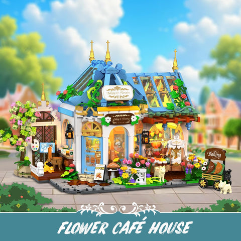 Flower Café House Building Set with LED