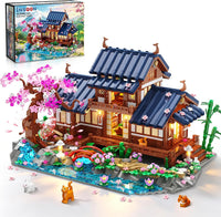 Cherry Blossom House Building Set with Lights, Japanese Zen Garden