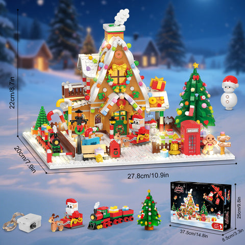 Advent Calendar 2025 Gingerbread House Mini Building Set with Lights