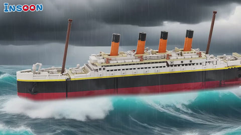 Titanic Building Set with LED Lights, 2 in 1 Seabed World Titanic Ship Mini Building Block Kit with Jellyfish Octopus