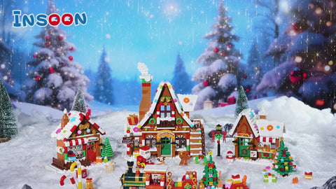 Advent Calendar 2026 Gingerbread House Mini Building Set with Lights, 24 Days Countdown Christmas Village Building Blocks with Xmas Tree Train