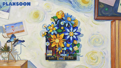 Starry Night Flower Wall Building Set with Lights